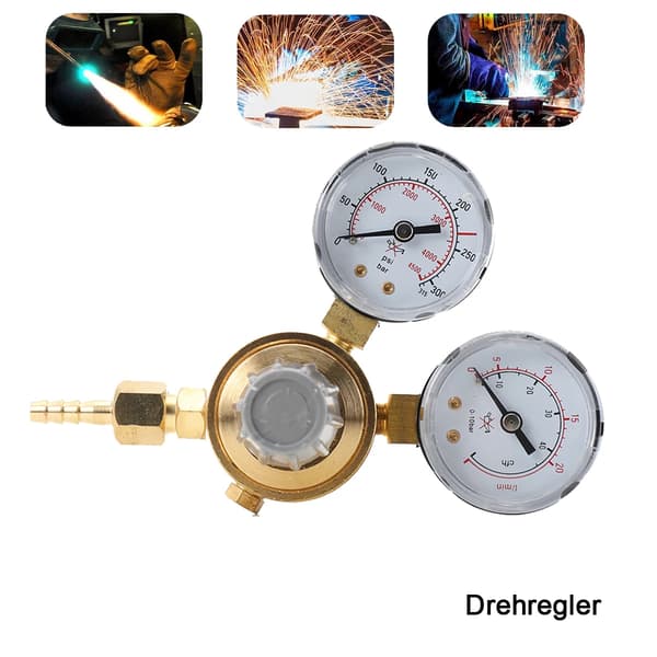 Argon/CO2 Svejseregulator - Trykregulator - Dobbelt Manometer - Flowmåler - Kontrolventil - Til MIG