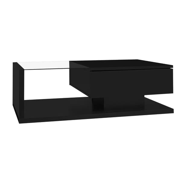 Stuebord - Sofabord - Rektangulær - Moderne stil - Spånplade - Med opbevaring - Samling påkrævet - Sort