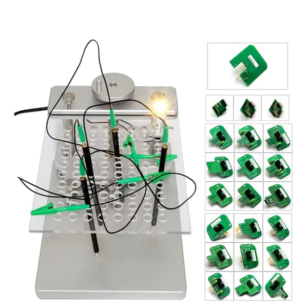 BDM-ramme med LED - 22-dels adaptersæt - ECU-chiptuning - Til BDM100, KTAG, KESS og FGTECH - Rustfrit stål