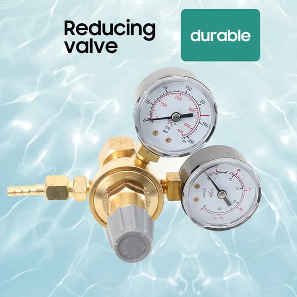 Argon/CO2 Svejseregulator - Trykregulator - Dobbelt Manometer - Flowmåler - Kontrolventil - Til MIG