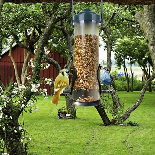 Egernsikker fuglefoderautomat - Hængende rørformet foderautomat - Squirrel Proof - Plast - Ikke-automatisk - Blå