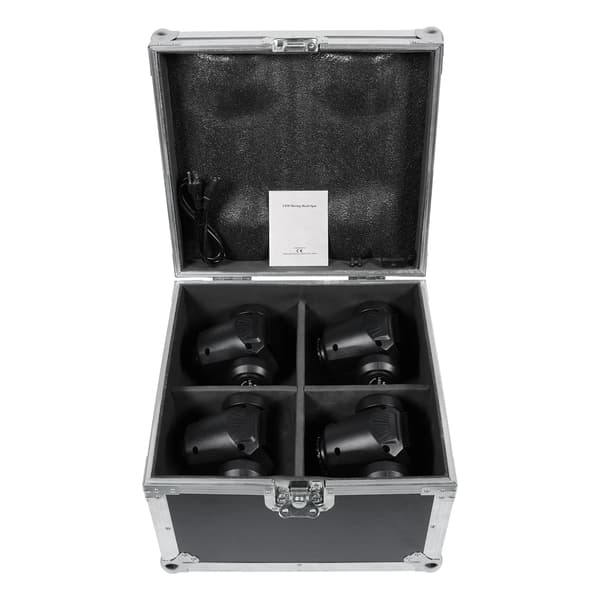Flightcase til 4 LED Moving Head-lamper - Robust - Med Hjul - RGB - 30 W - EU-stik - Sort