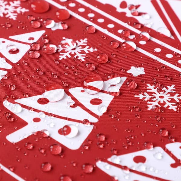 Julduschdraperi - Rött Julmotiv - Polyester - Präglad Textur - 182 x 89 cm - Standardfåll