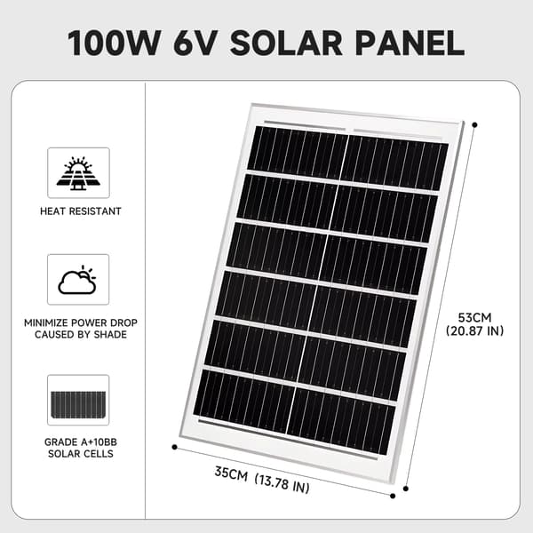 Solpaneler - KHPL013 solcellspanel - 2-pack - 100 W per panel - 6 V - 24 % verkningsgrad - Polykristallint kisel - IP65 vattentät