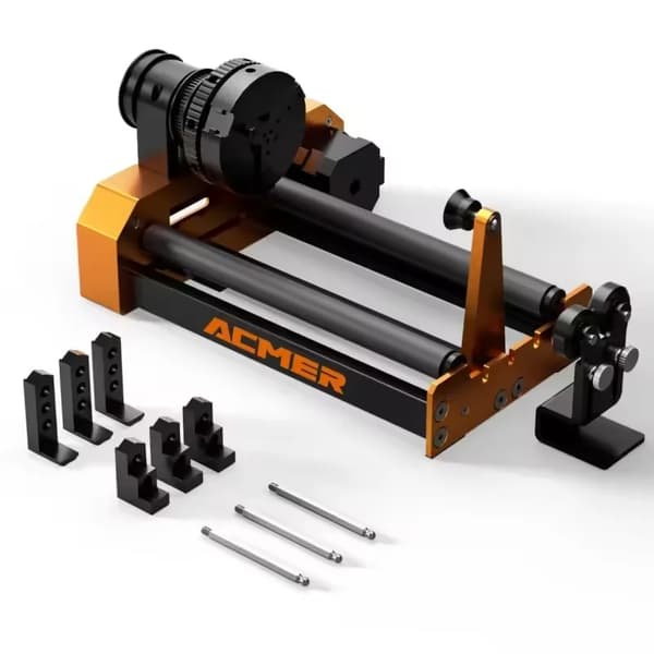 M4 4-i-1 laserrotationsmodul - CNC 4:e axel - 3-backschuck 4–64 mm - För glasflaskor och välvda ytor