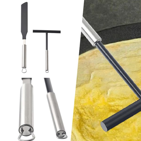 Pandekage-dejspreder - TB002 - 2 dele - Rustfrit stål - Sort