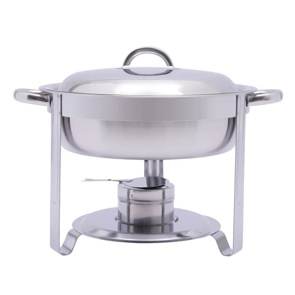 Chafing dish - Buffetvarmer - Rund - Rustfrit stål - 5 liter - Sølv