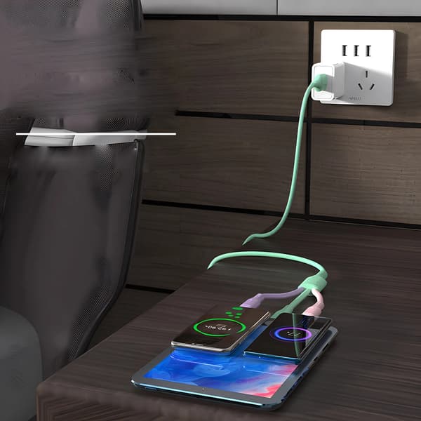 3-i-1 Mobil Laddkabel - Multi USB Kabel - 6A Snabbladdning - Typ C Lightning Micro USB - 1,2 m - Universal för iPhone Android - Grön