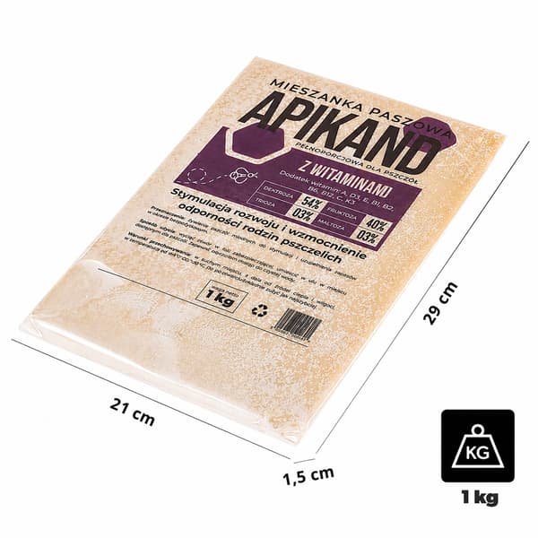Vitaminfoder til bier - Foderkage - Fuldfoderblanding - Stimulansfoder til bifamilier - 1 kg - 1 stk - Beige