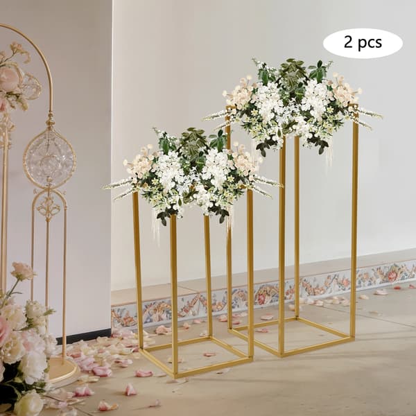 Blomsterställ för bröllop - Rektangulära golvstativ - 4-pack centerpieces - Geometrisk design - Järn - Guld