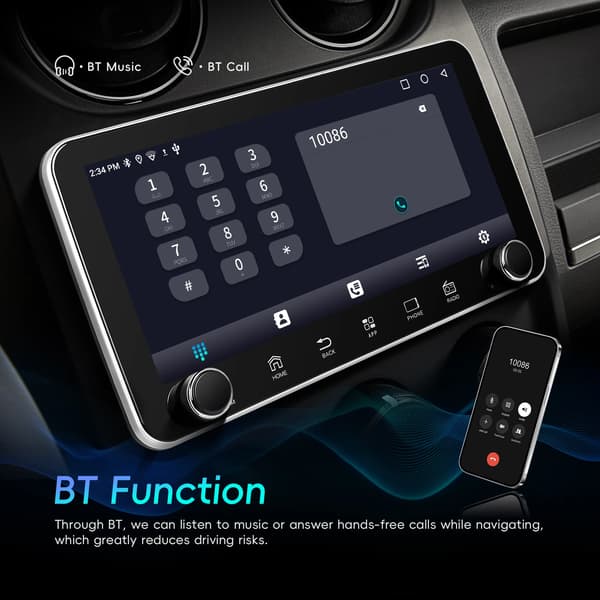 Android 2 DIN bilradio - CarPlay GPS navigation - 26,4 cm touchskærm - 2GB RAM 64GB ROM - Split screen - RDS