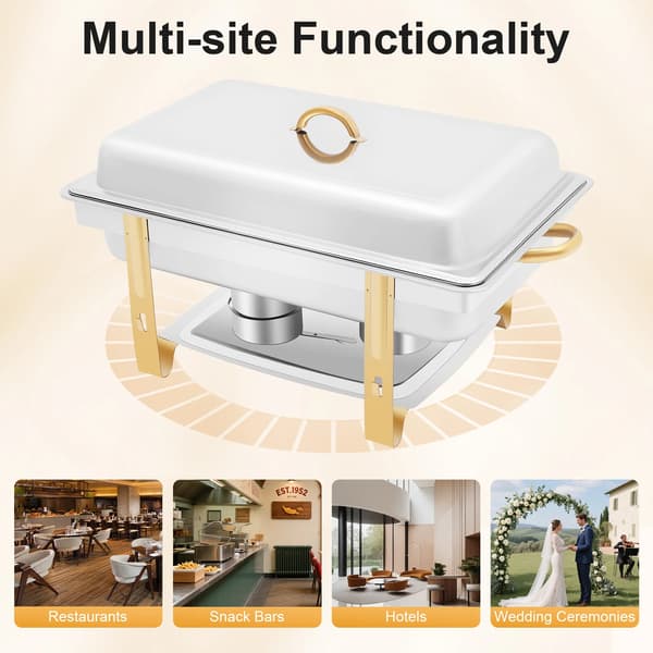 Buffévärmare Chafing Dish - Rektangulär 9 L bordsmodell - Rostfritt stål - Fast bränsle/eko-olja (ingår ej) - Diskmaskinssäker - Silver