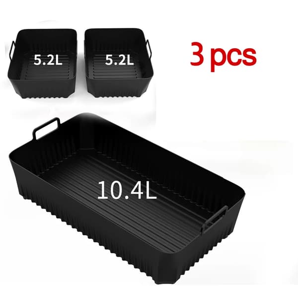 Silikoneforme til airfryer - Bageforme - 3 dele - Miljøvenlige - Til gratin