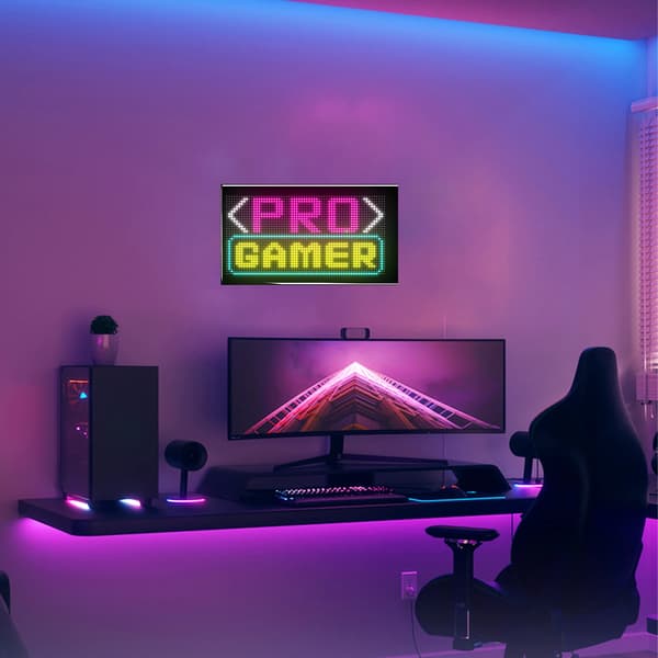 LED-displaypanel - 32x64 Pixelmatrix - Bluetooth App-styring - Vandtæt - 35x20 cm - Stift panel