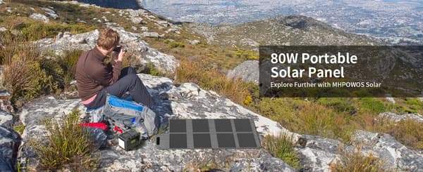 Bærbart solpanel - 80W foldbart solcellelader - 24% effektivitet - ETFE monokrystal - USB-C & USB-A - til camping autocamper nødstrøm