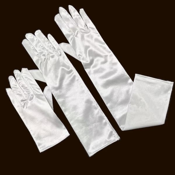 Brudehandsker til kvinder - Fingerløse - Hvide - 23 cm - Satinlook - Polyester - Elegant design