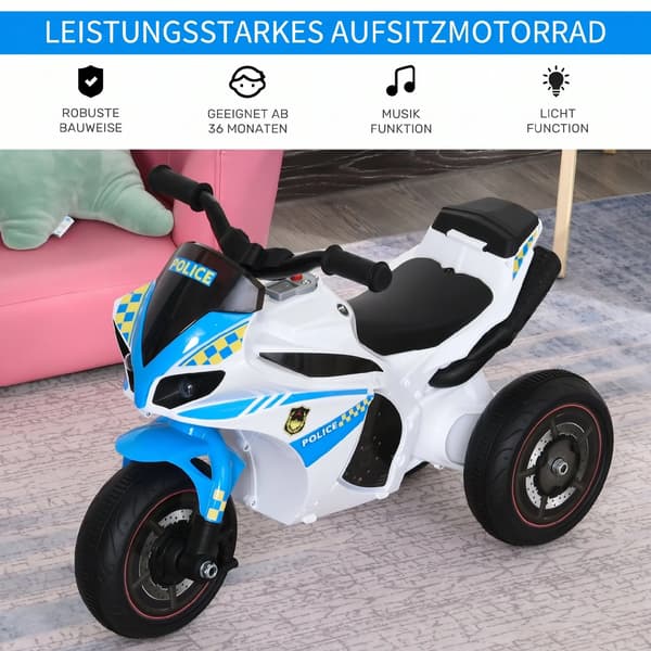 Barnmotorcykel - Trehjuling - Åkbar - Plast - Ej elektrisk - 18–36 månader - Blå