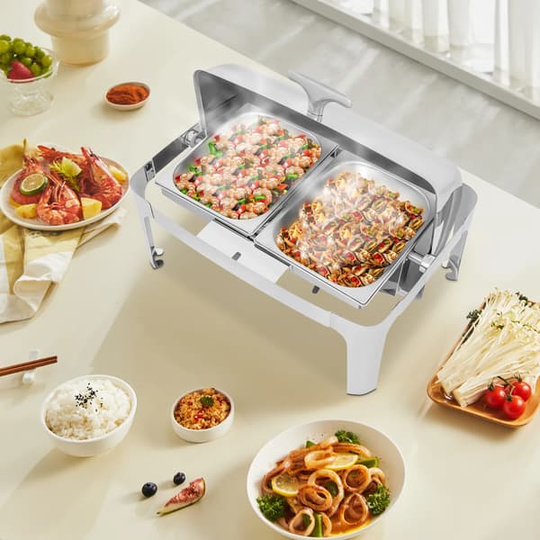 Buffetvarmer - Dampkoger Reservedel - 201 Rustfrit Stål - Rektangulær - Poleret Overflade - Bæreevne 100 kg - Til Buffet & Catering