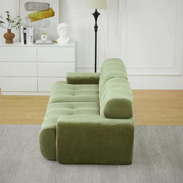 Cloud Sofa - 2-sitsig Fällsoffa - Överdimensionerad - Breda Armstöd - Knappdekor - Chenille - Skumfyllning - Grön