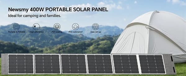 Bærbart solpanel - 400 W foldbart solcellepanel - 24,3 % høj effektivitet - IP65 vandtæt - MC4/XT60/DC output - til camping & nødstrøm