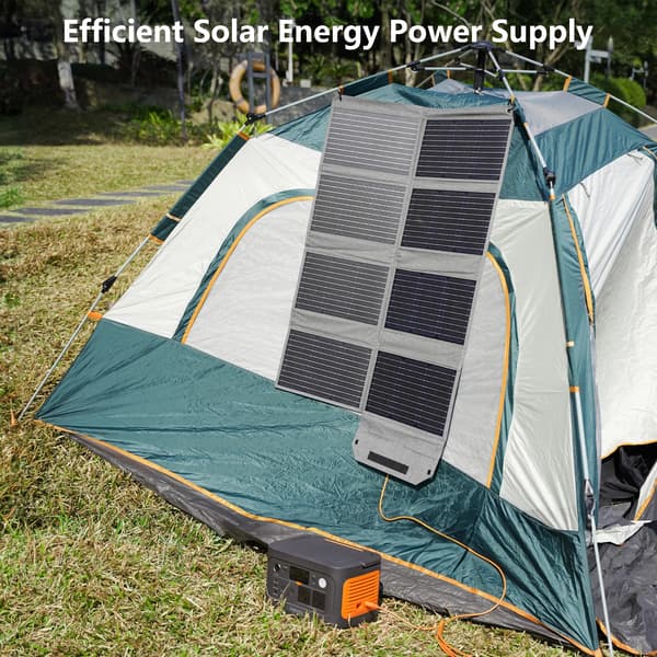 Bærbart solpanel - Foldbart 80W solcellepanel - 8 paneler - USB-C & 2x USB-A - DC-udgang - Vandtæt ETFE - Til udendørs camping