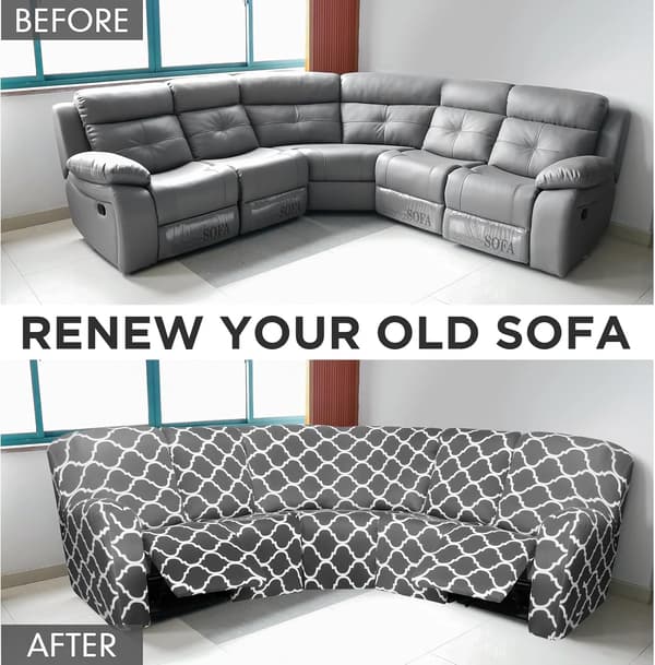 Sofabetræk - Modulsofa - Elastisk pasform - Skridsikker - 100 % polyester 150 g/m² - Maskinvask - Fuld dækning - Lysegrå