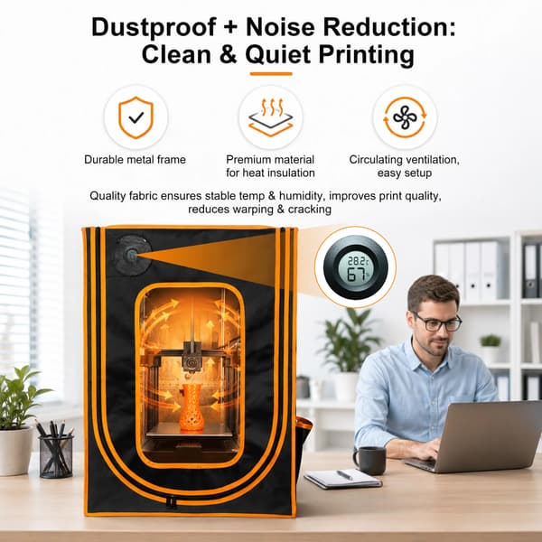 3D-printerkabinet - 3D-printerkappe - LED-belysning - Konstant temperatur - 52 x 60 x 72 cm - Sort