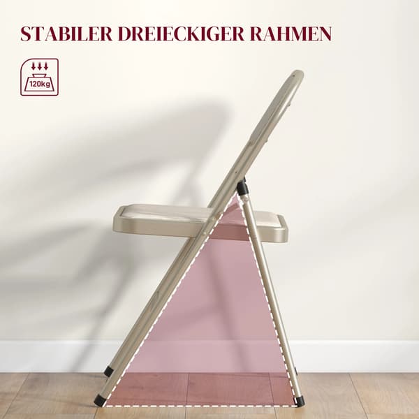 Fällbar stol - Campingstol - Polyester - Stålram - 45 x 46 x 78 cm - Beige