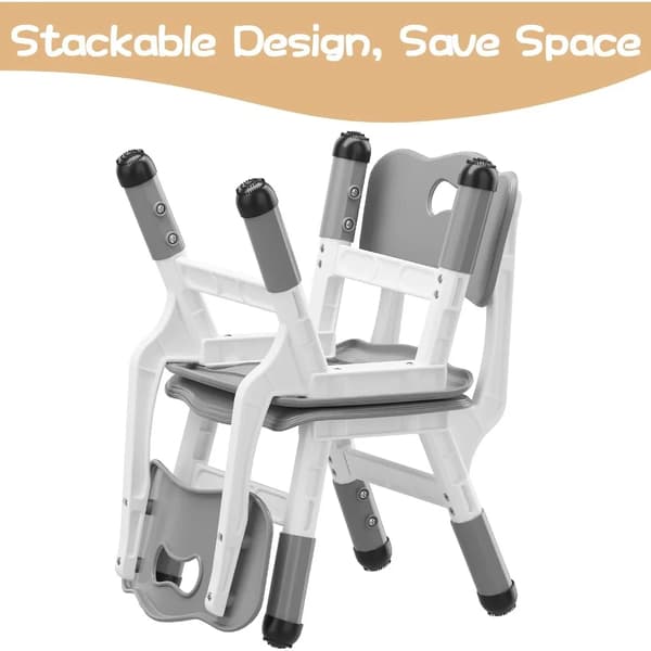 Barnstolar - Ergonomiska barnstolar - 2-pack - Plast - Utan dyna - Ej roterbara - Ljusgrå
