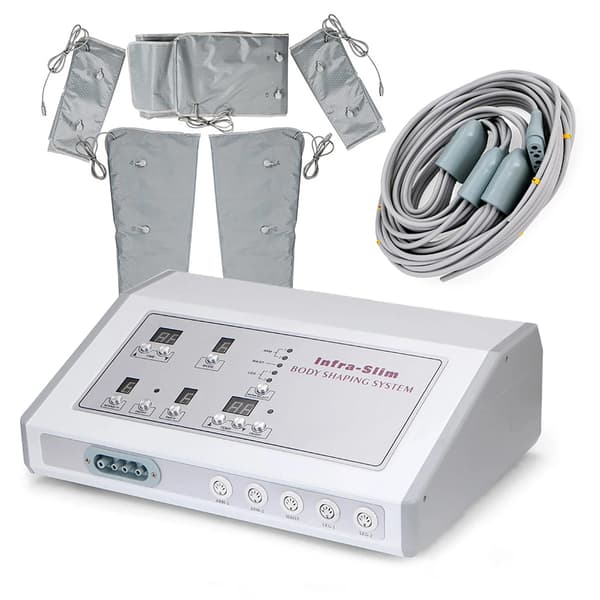Lufttryksmassager - Pressoterapi slankemaskine - 7 niveauer - 400 W - 90 min timer - 220 V EU-stik - Grå