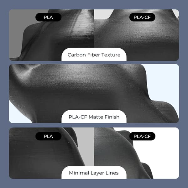 3D-printerfilament - PLA-CF - Kulfiberforstærket - 1,75 mm - 1 kg - Sort