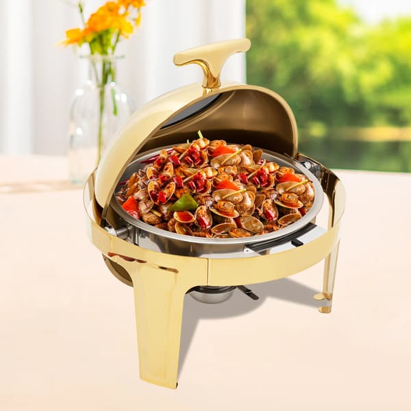 Buffetvarmer - Rund chafing dish - Rustfrit stål 201 - Serveringsvarmer til catering - Himmelblå