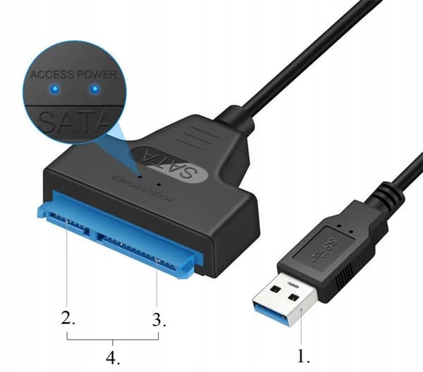 USB 3.0 til SATA 22-benet SSD/HDD-adapter - Hurtig dataoverførsel - Plug and Play