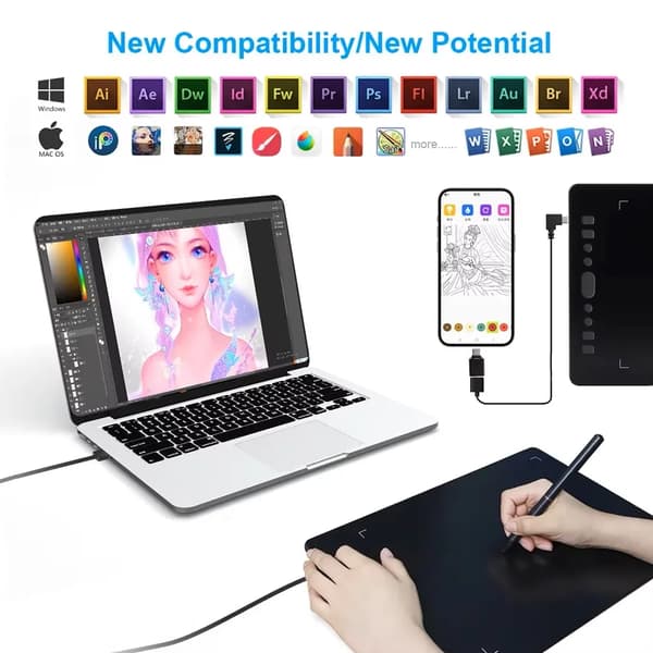 Tegneplade til PC/Android - Grafisk pen tablet S519 - 25,4 cm - 1024 trykniveauer - 5080 LPI - USB