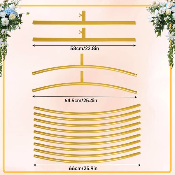 Dekorationsbåge - Rund bröllopsbåge - Metall - 2,2 m - För ballonger och blommor - Guld
