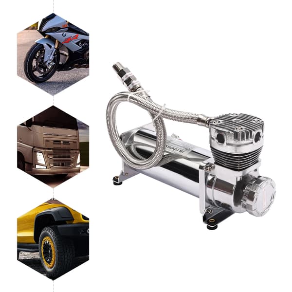 Bil luftkompressor - 12V DC kompressor - 200PSI högtryck - 50L/min luftflöde - 200-300W tung drift - däckpump & luftfjädring - Silver