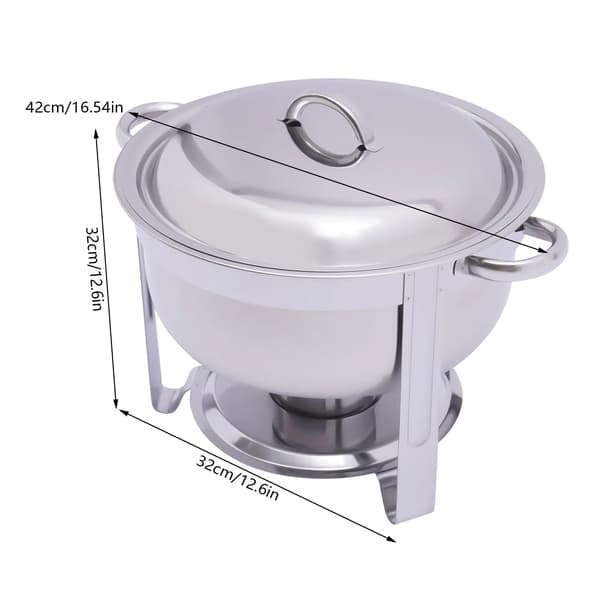 Chafing dish - Buffetvarmer - Rund - Rustfrit stål - 5 liter - Sølv