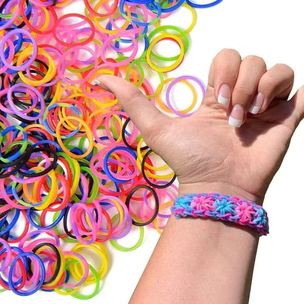 Loom gummibånd - Armbåndsloom sæt - 600 stk - Elastiske - Silikone - Til børn DIY smykker - Sort