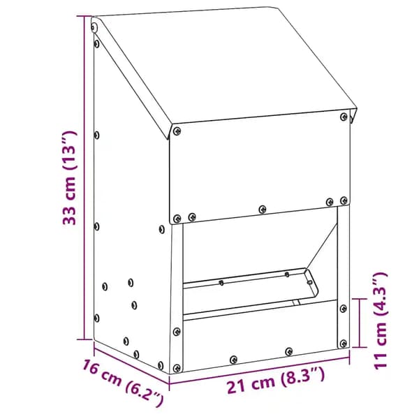 Kyllingefoderautomat - Foderdispenser - Stofmateriale - 21 x 16 x 33 cm - Til høns og kyllinger - Armygrøn