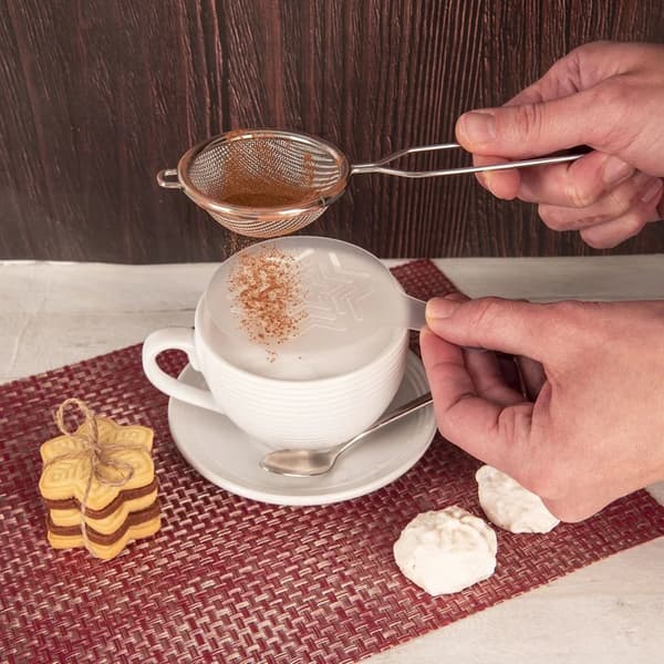 Stencils til kaffe og desserter - 6–8 dele - Plast - Hvid