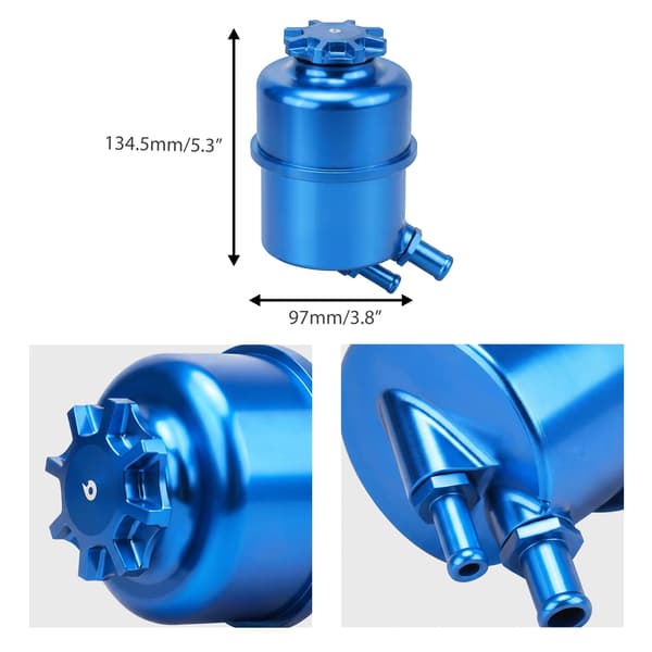 Ohjaustehostimen nestesäiliö - BMW E87/E81/E82/E88/E60/E61/E39/E90/E92/E93/E91/E63/E64/X1 E84 - Alumiini - OEM 32416851218/32416768094/32412228855 - Sininen