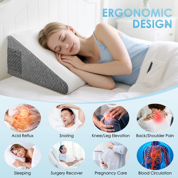Kileformet sengepude - Memory foam - 30,5 cm elevation - Rygstøtte - Til søvn, læsning og siddestilling - Lilla