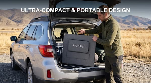 Vikbar solpanel - S200 - 400 W x 2 - 4 paneler - 24 % verkningsgrad - UL-certifierad - För camping