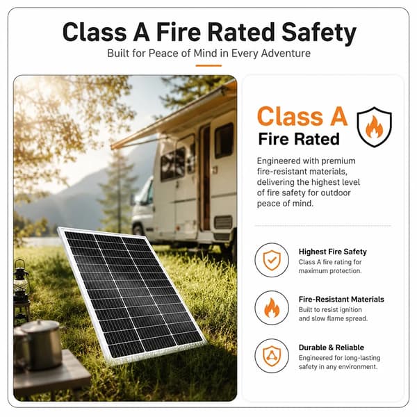 Solpanel 80W - Rigid glas solcellepanel - 5 m DC-kabel - 5-i-1 DC multistik - Sæt til have, altan, camping