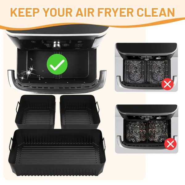 Silikoneforme til airfryer - Bageforme - 3 dele - Miljøvenlige - Til gratin