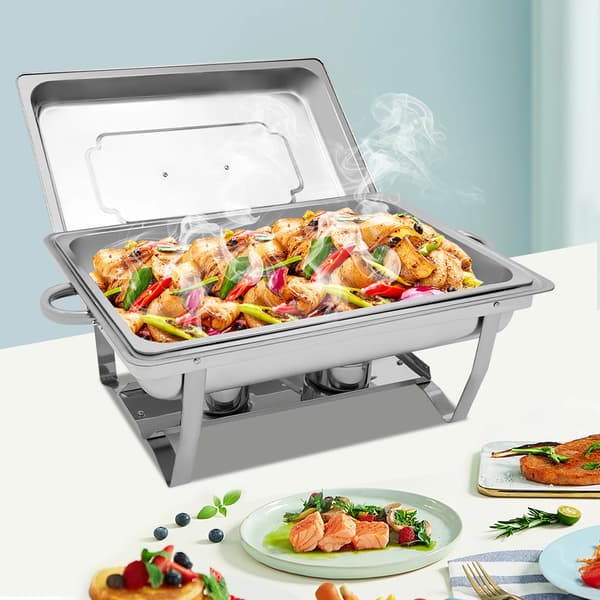 Chafing Dish Buffet Sæt - Rektangulær buffetvarmer - Sammenklappelig - Rustfrit stål - Catering - 1 sektion