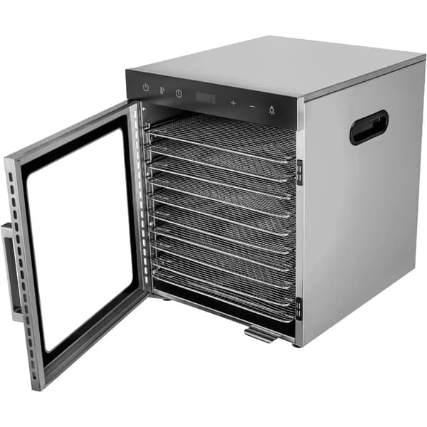 Fødevaretørrer - Maddehydrator - Rustfrit Stål - 30–90 °C - 80 W - 220 V - 10 Hylder - Rektangulær - Orange