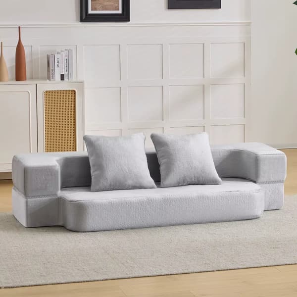 Konvertibel sofa - L-formet 2-personers sofa - Moderne design - Ingen montering - Skumpolstring - Lysegrå