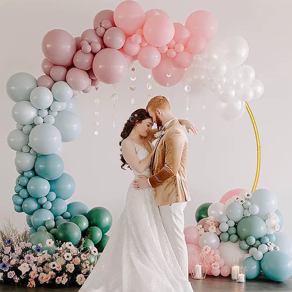 Dekorationsbåge - Rund bröllopsbåge - Metall - 2,2 m - För ballonger och blommor - Guld