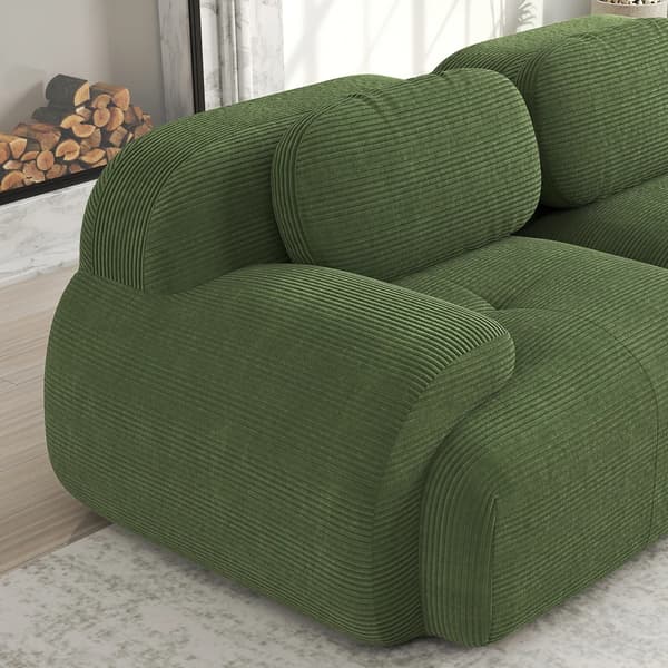 2-sitssoffa - Vardagsrumssoffa - 208 cm - Böjda armstöd - Halkfri undersida - Elastisk klädsel - Manchester - Grön